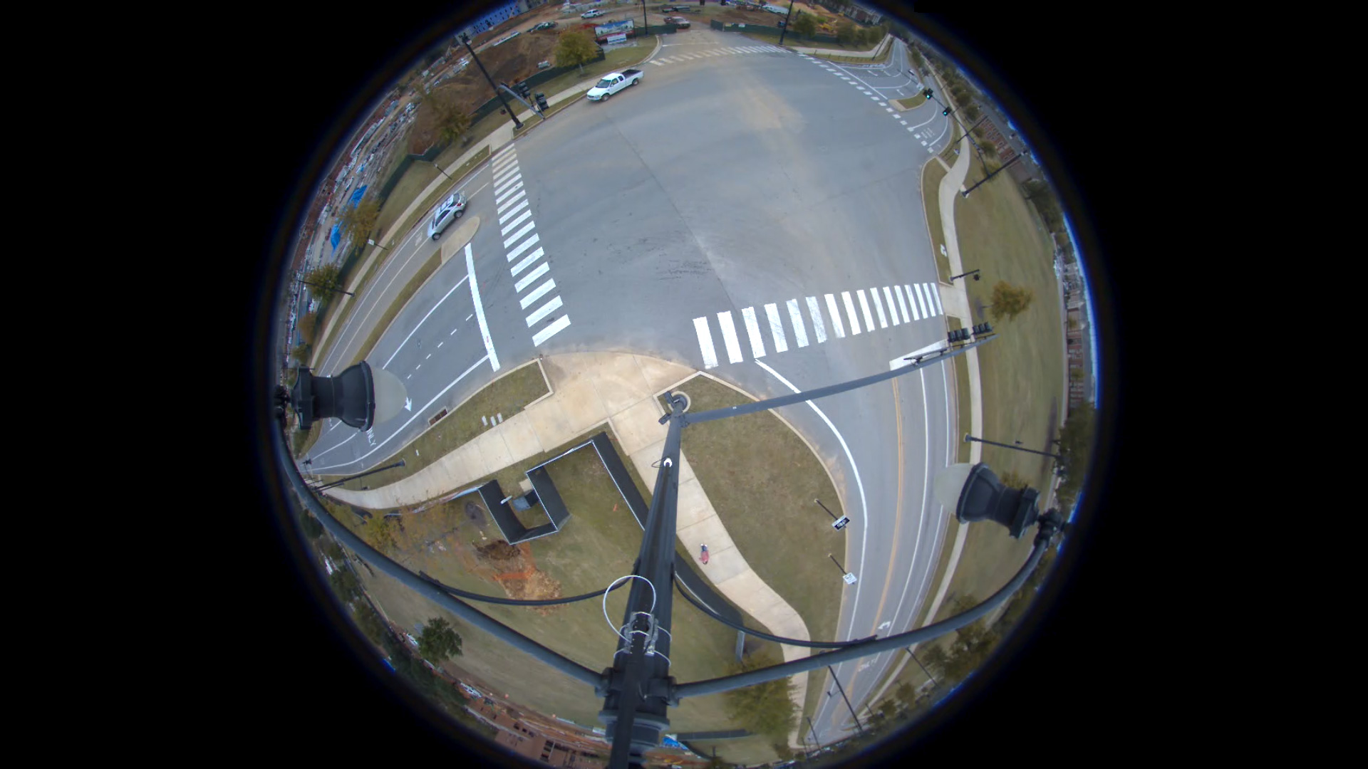 fish-eye view of an intersection